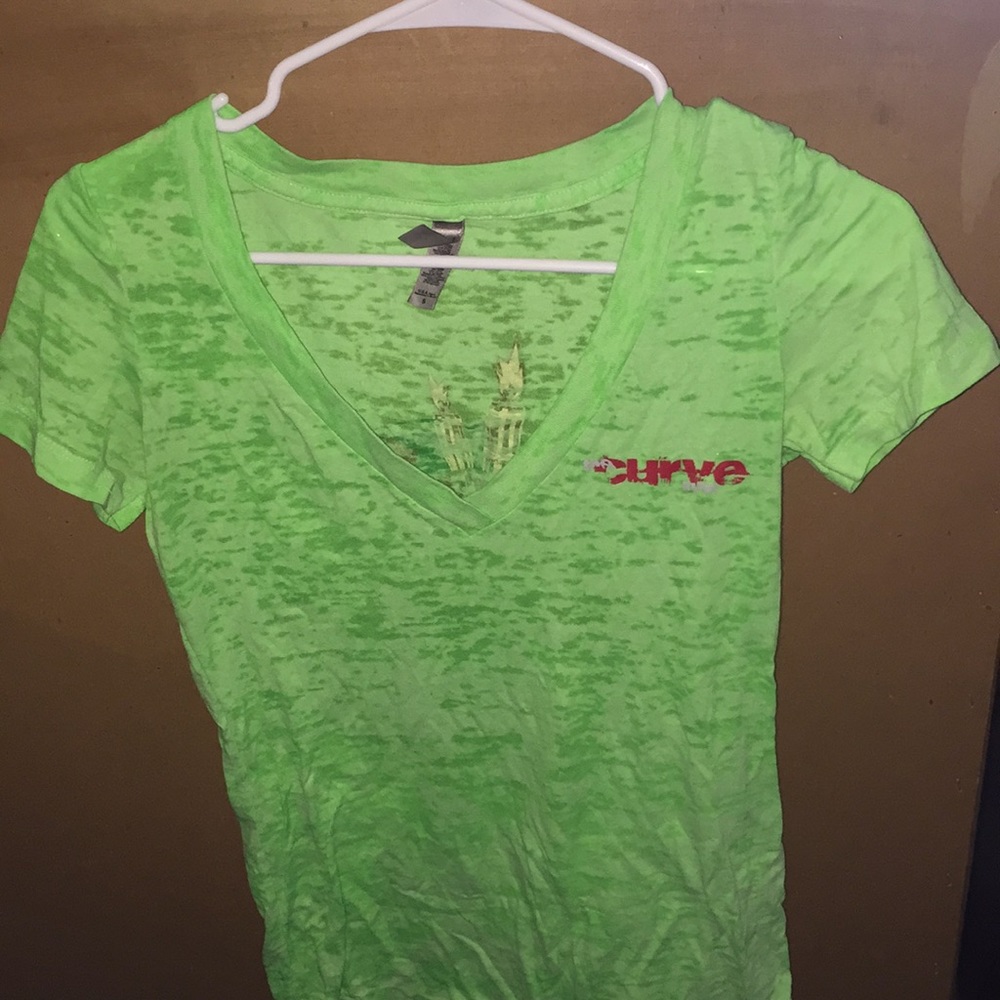 Neon green semi-sheer shirt